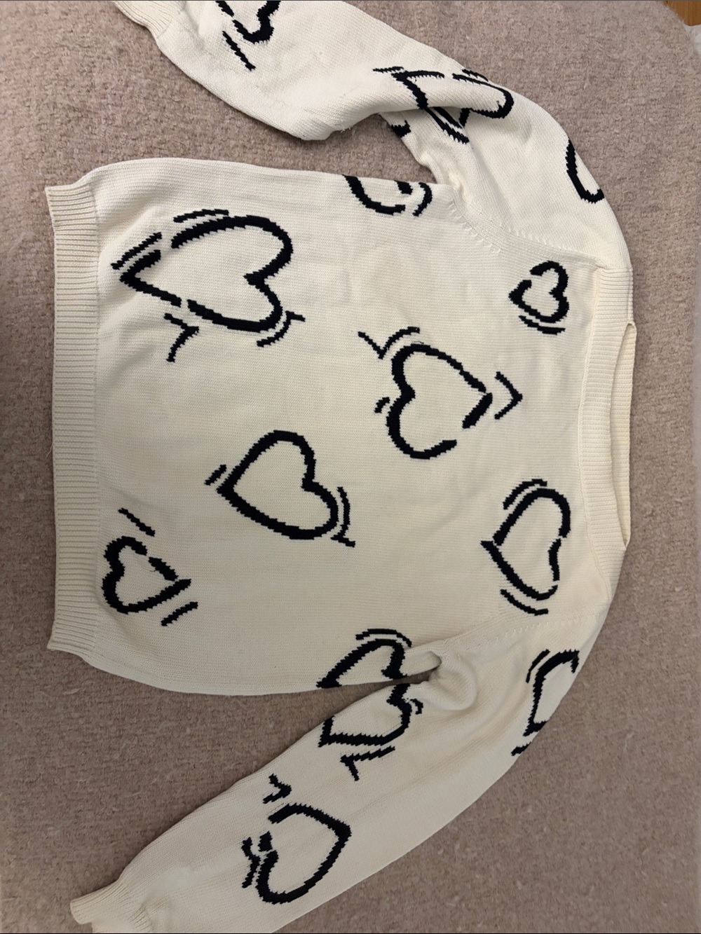 MaxMara Cream Sweater with Black Heart Motif